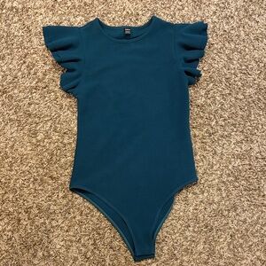 SHEIN women’s Teal Ruffle Sleeve One-Piece